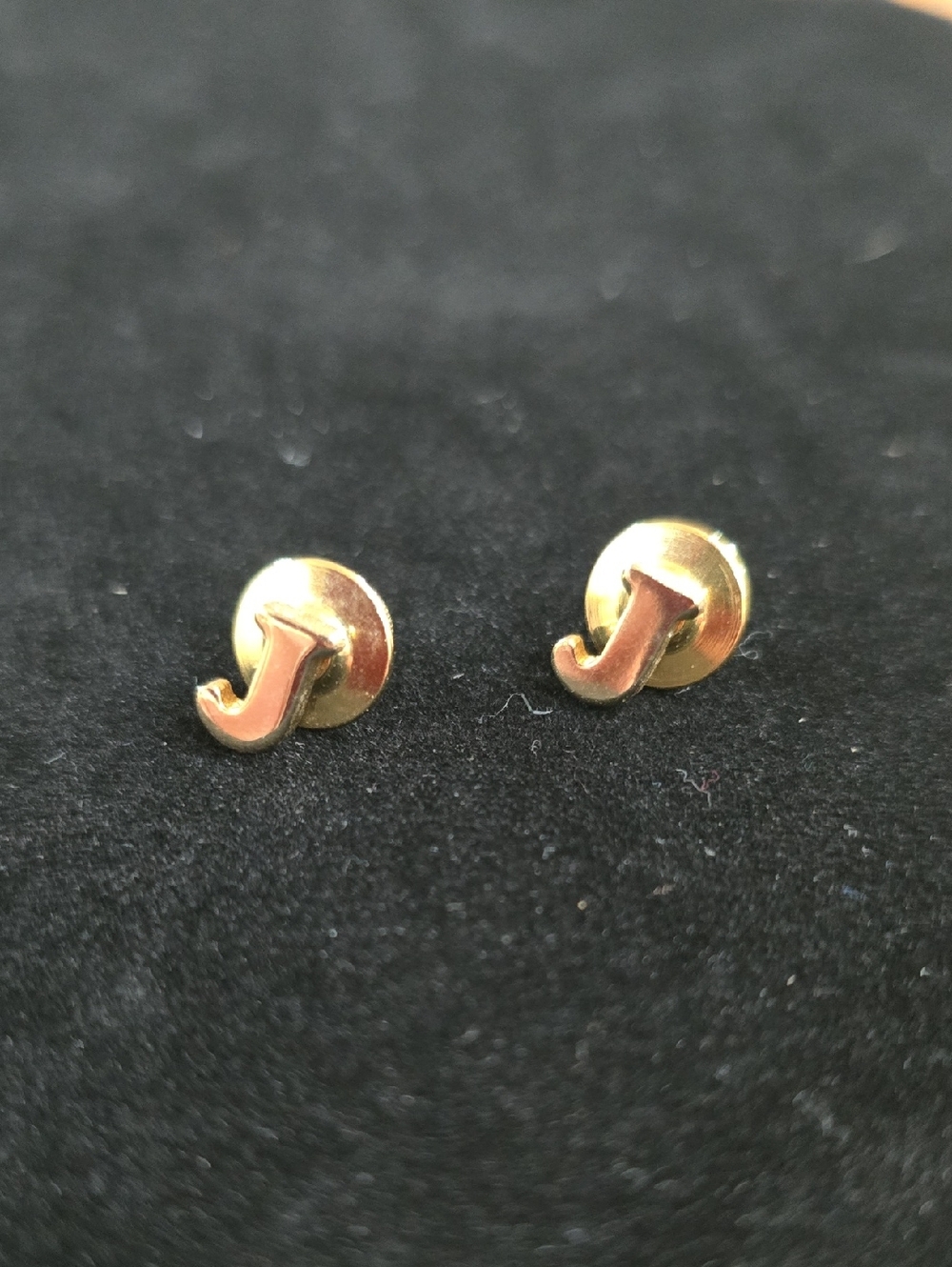 Vintage Avon Gold Initial 'J' Stud Pins Set Of 2